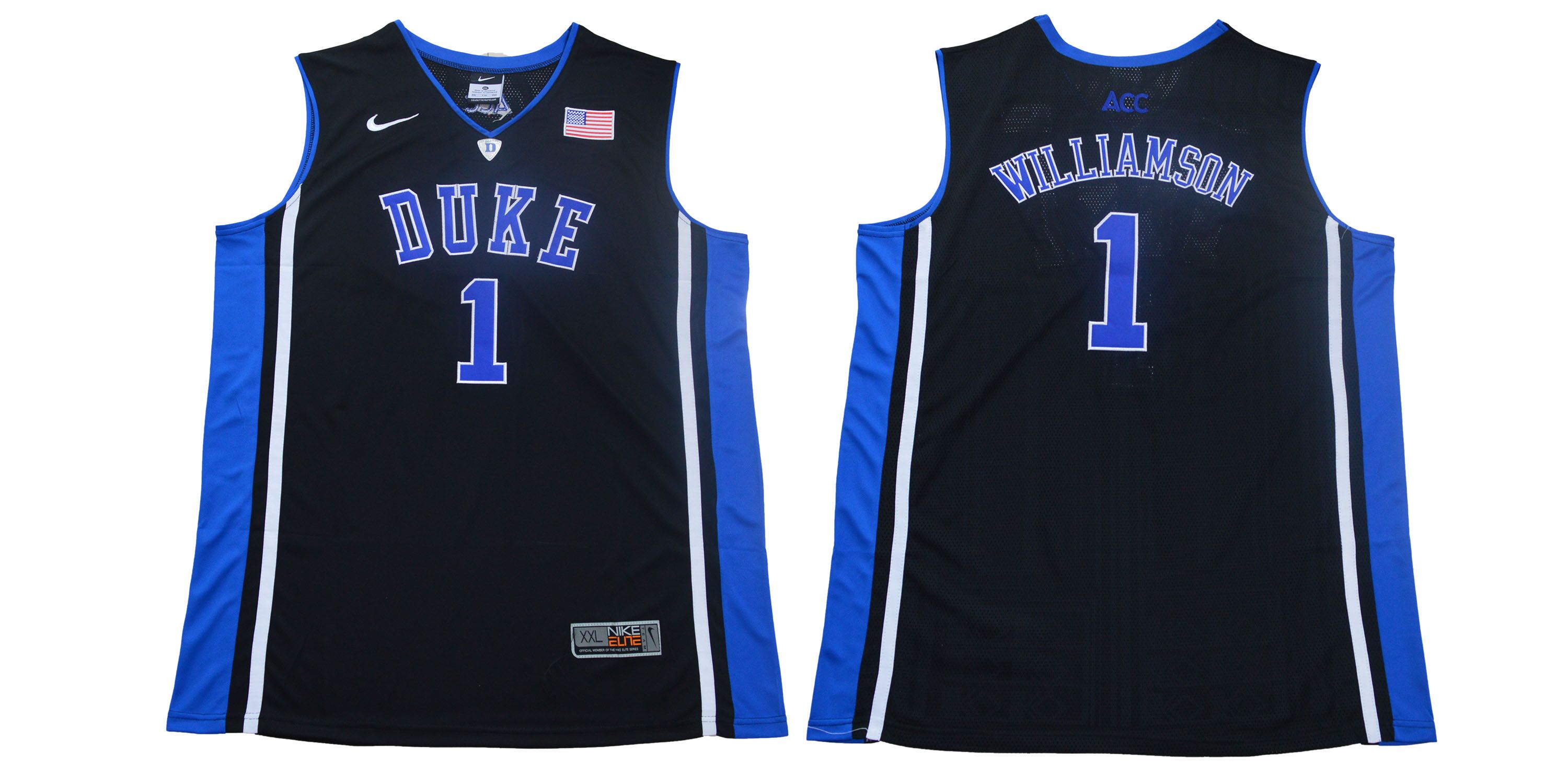 Men Duke Blue Devils #1 Zion Williamson Black Basketball Elite Stitched NCAA Jersey